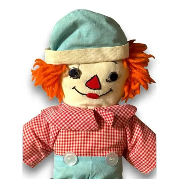 Vintage Reversible Raggedy Andy Awake Asleep Rag Doll 16 Inch Handmade Style - Picture 2 of 6